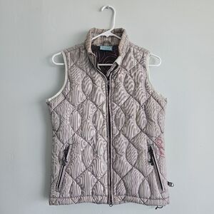 O'Neill Transit Puffer Vest Pink Brown Tan Zippered Pockets Snowboard Skiing